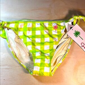 NTW Lilly Pulitzer Lime and White Checkered Bikini Bottom Sz 4